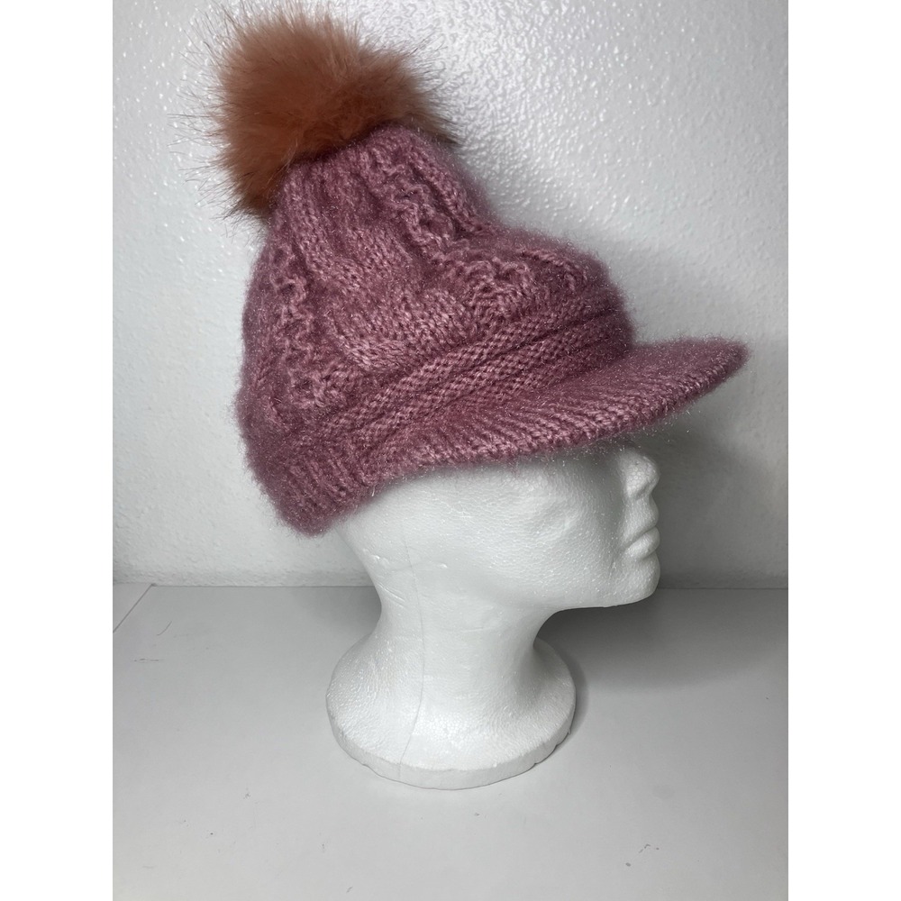Y2K Inspired Women's Winter Hat Chunky Knit Pink Paris Hilton Mean Girls Pom Pom